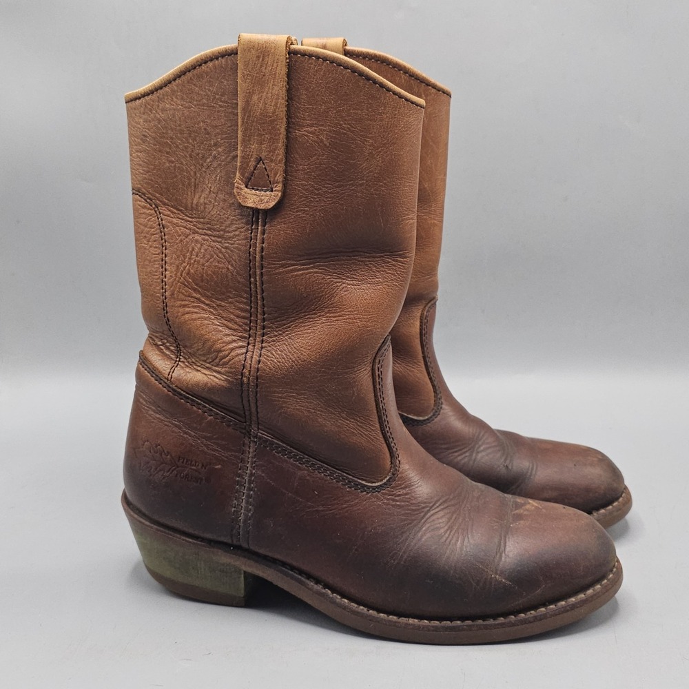 Vtg Field N Forest 9588F Brown Pull On Leather Work Western Boots Size Sz 7.5 EE